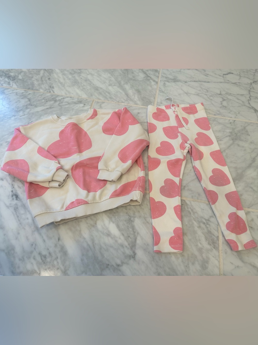 Zara Heart-Print Two-Piece Matching Set - Pink Hearts